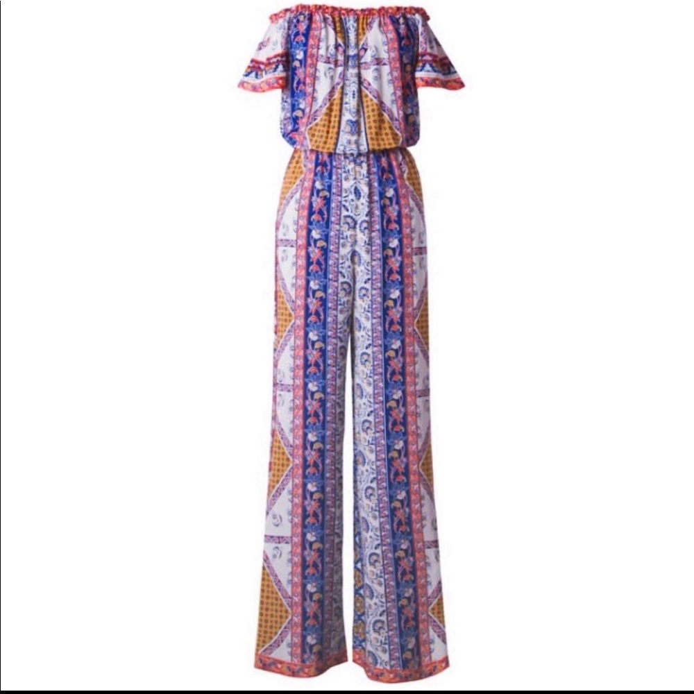 Off the shoulder printed jumpsuit